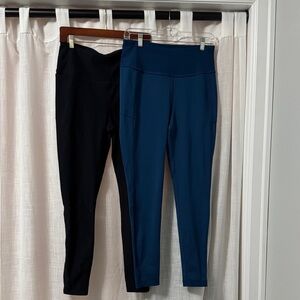 Black and Blue High-Waisted Leggings Mondetto Womens Medium